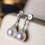 13mm Natural South Sea White Pearls & White Diamond Drop Earrings, 18k Solid White Gold White Earrings, Classic Retro Pearl Earrings Etsy