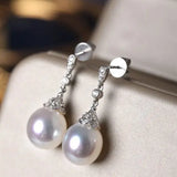 13mm Natural South Sea White Pearls & White Diamond Drop Earrings, 18k Solid White Gold White Earrings, Classic Retro Pearl Earrings Etsy