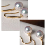Minimalist 18k Solid Gold Japan Pearl Earrings, 18K Hook Earrings Etsy