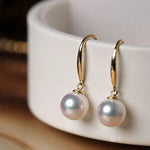 Minimalist 18k Solid Gold Japan Pearl Earrings, 18K Hook Earrings Etsy