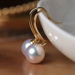 Minimalist 18k Solid Gold Japan Pearl Earrings, 18K Hook Earrings Etsy