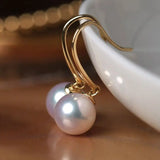 Minimalist 18k Solid Gold Japan Pearl Earrings, 18K Hook Earrings Etsy
