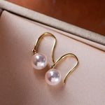 Minimalist 18k Solid Gold Japan Pearl Earrings, 18K Hook Earrings Etsy