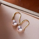 Minimalist 18k Solid Gold Japan Pearl Earrings, 18K Hook Earrings Etsy