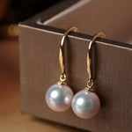 Minimalist 18k Solid Gold Japan Pearl Earrings, 18K Hook Earrings Etsy