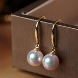 Minimalist 18k Solid Gold Japan Pearl Earrings, 18K Hook Earrings Etsy