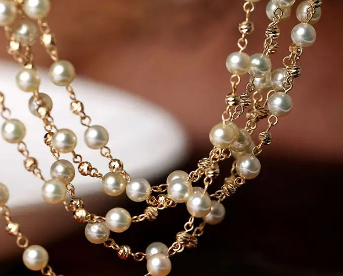 AAA+ Golden Champagne Akoya Pearl Necklace - Cream Pearl Strand Etsy