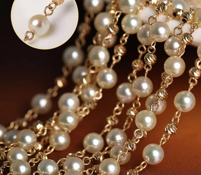 AAA+ Golden Champagne Akoya Pearl Necklace - Cream Pearl Strand Etsy