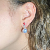 Queen Conch Pearl & South Sea White Pearl Drop Earring, 18K White Gold Pair Earrings, Pink White Pearl Jewerly SKU: 631 643 Etsy