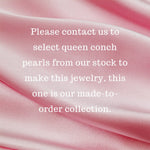 Queen Conch Pearl & Marquise White Diamond 18k Solid White Gold Ring (Customize), Strombus Gigas, Flamed Pink Pearls, Engagement ring Etsy