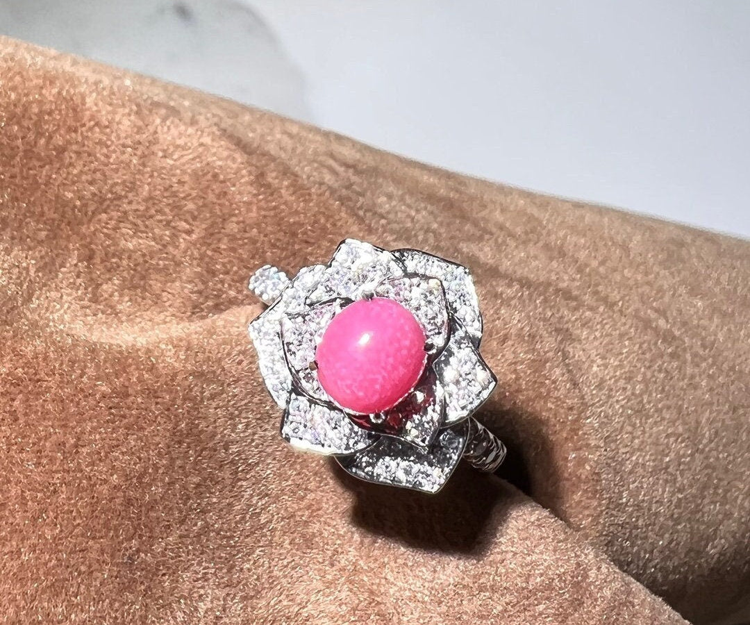 Queen Conch Pearl  Diamond Engagement Ring - 18K White Gold Etsy