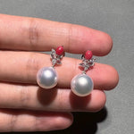 Queen Conch Pearl & South Sea White Pearl Drop Earring, 18K White Gold Pair Earrings, Pink White Pearl Jewerly SKU: 631 643 Etsy