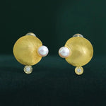 5A+ High Luster 5mm White Pink Pearl & Natural Diamond Earrings Handmade 18k Solid Yellow Gold Disc Earrings, Anniversary Gift Idea Etsy