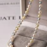 Madama Silver Pearl Akoya Golden Pearls Necklace, S925 Pearls Beaded Necklace, Elegant Seawater Pearls Necklace, Mixed Colors Pearl Necklace Etsy