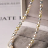 Madama Silver Pearl Akoya Golden Pearls Necklace, S925 Pearls Beaded Necklace, Elegant Seawater Pearls Necklace, Mixed Colors Pearl Necklace Etsy