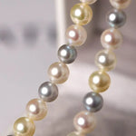 Madama Silver Pearl Akoya Golden Pearls Necklace, S925 Pearls Beaded Necklace, Elegant Seawater Pearls Necklace, Mixed Colors Pearl Necklace Etsy