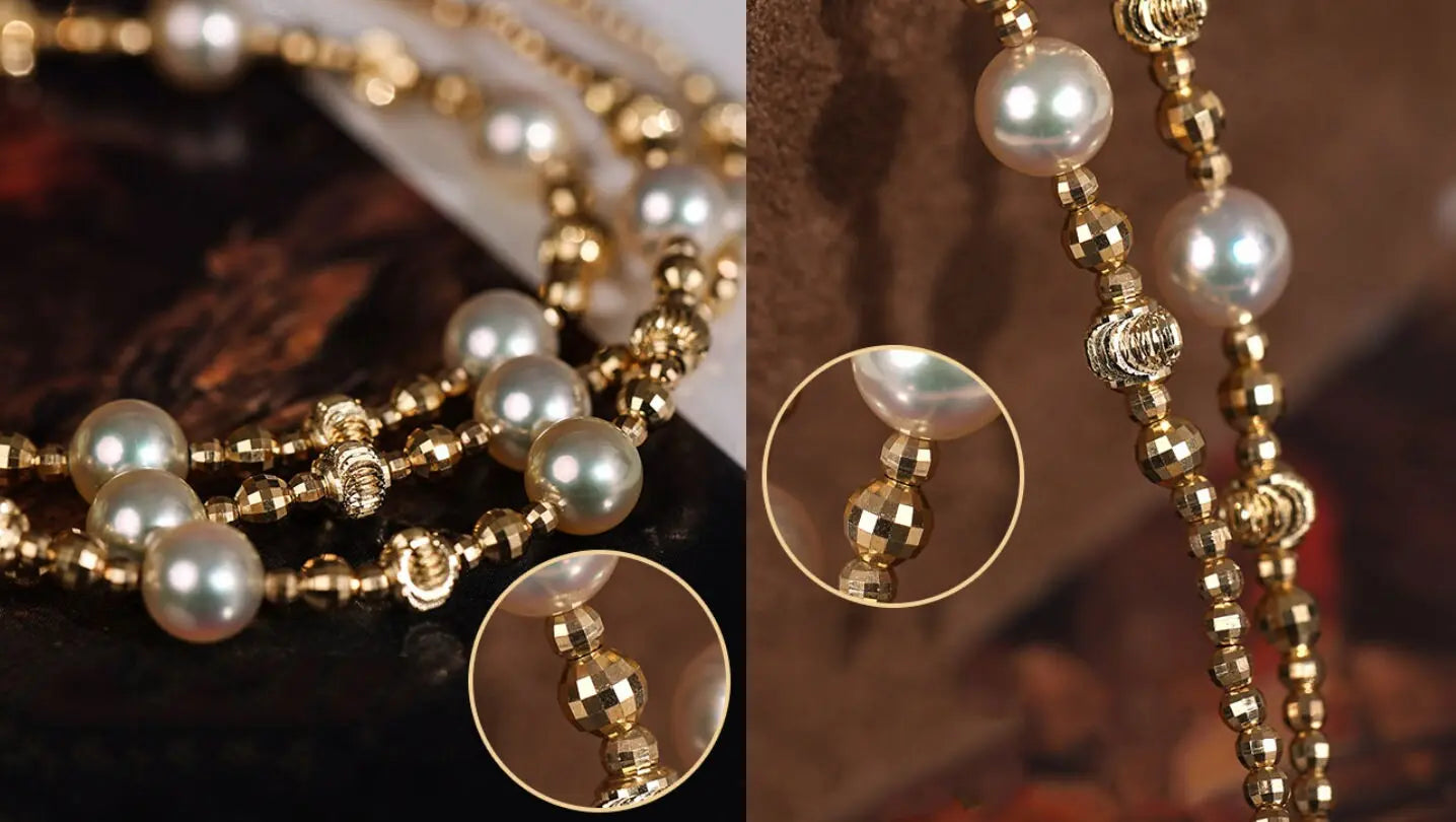 Akoya Champagne Color Pearl Strand Necklace Bracelet - 18K Gold Etsy