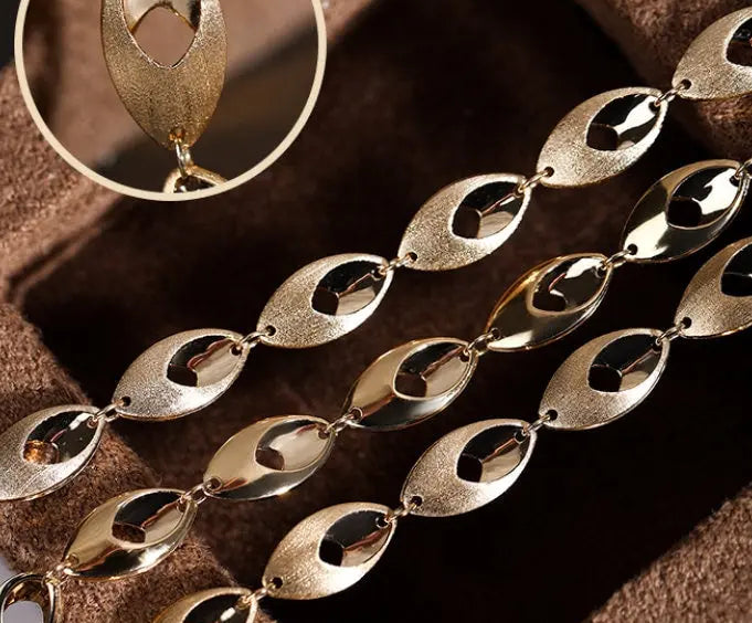 Wheat Shape 18k Solid Gold Bracelets, Both Side Wearing Design, Hollow Out Design Bracelets, Gold Disc Beaded Bracelets Etsy