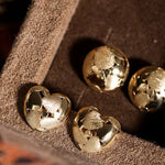 18K Gold Ball Earrings - Hand Carved Brush Finish Jewelry Etsy