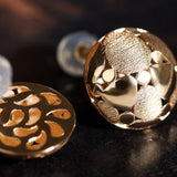 18K Gold Ball Earrings - Hand Carved Brush Finish Jewelry Etsy