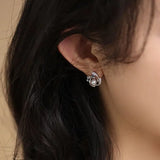 Galaxy Design Earrings with Akoya Pearl Art Deco Earrings, Natural White Diamonds Studs Earrings, 18K White Gold Blue Sapphire Earrings Etsy