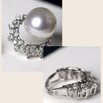 Huge Australian South Sea White Pearl 18k Earrings, Cluster White Diamonds Earrings, 18K Solid White Gold Earrings, Seawater White Pearls Etsy