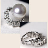 Huge Australian South Sea White Pearl 18k Earrings, Cluster White Diamonds Earrings, 18K Solid White Gold Earrings, Seawater White Pearls Etsy