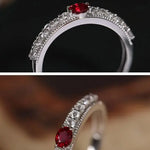 Platinum 950 Natural Ruby & Diamonds, Red Gemstone Ring, Natural Ruby Diamonds Ring, Victorian Retro Style Ring - LaCorserArtJewelry