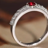 Platinum 950 Natural Ruby & Diamonds, Red Gemstone Ring, Natural Ruby Diamonds Ring, Victorian Retro Style Ring - LaCorserArtJewelry