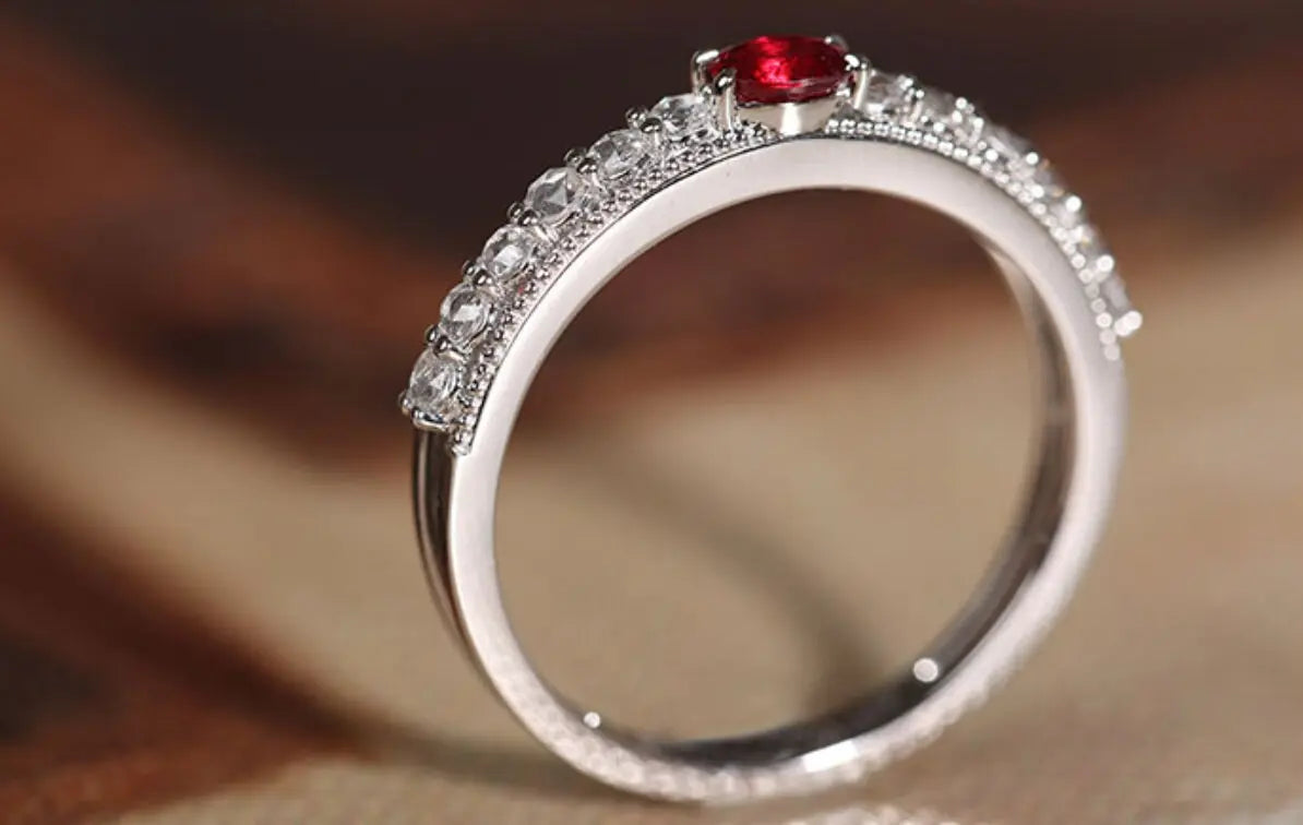 Platinum 950 Natural Ruby & Diamonds, Red Gemstone Ring, Natural Ruby Diamonds Ring, Victorian Retro Style Ring - LaCorserArtJewelry
