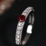 Platinum 950 Natural Ruby & Diamonds, Red Gemstone Ring, Natural Ruby Diamonds Ring, Victorian Retro Style Ring - LaCorserArtJewelry