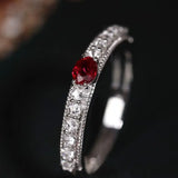 Platinum 950 Natural Ruby & Diamonds, Red Gemstone Ring, Natural Ruby Diamonds Ring, Victorian Retro Style Ring - LaCorserArtJewelry