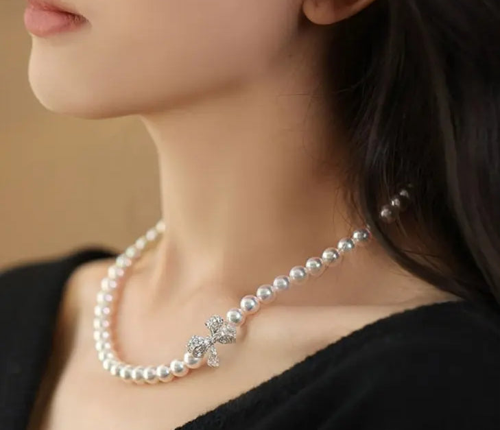 Akoya Pearls & Morganite Diamonds Necklace, 18k White Gold Pearls Jewellery, Birthstone Necklace, Akoya Pearl Necklace, Pink Gemstone Etsy
