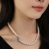 Akoya Pearls & Morganite Diamonds Necklace, 18k White Gold Pearls Jewellery, Birthstone Necklace, Akoya Pearl Necklace, Pink Gemstone Etsy
