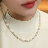 Madama Silver Pearl Akoya Golden Pearls Necklace, S925 Pearls Beaded Necklace, Elegant Seawater Pearls Necklace, Mixed Colors Pearl Necklace Etsy
