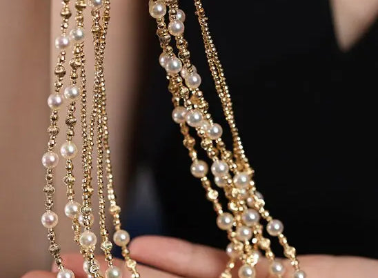 Akoya Champagne Color Pearl Strand Necklace Bracelet - 18K Gold Etsy
