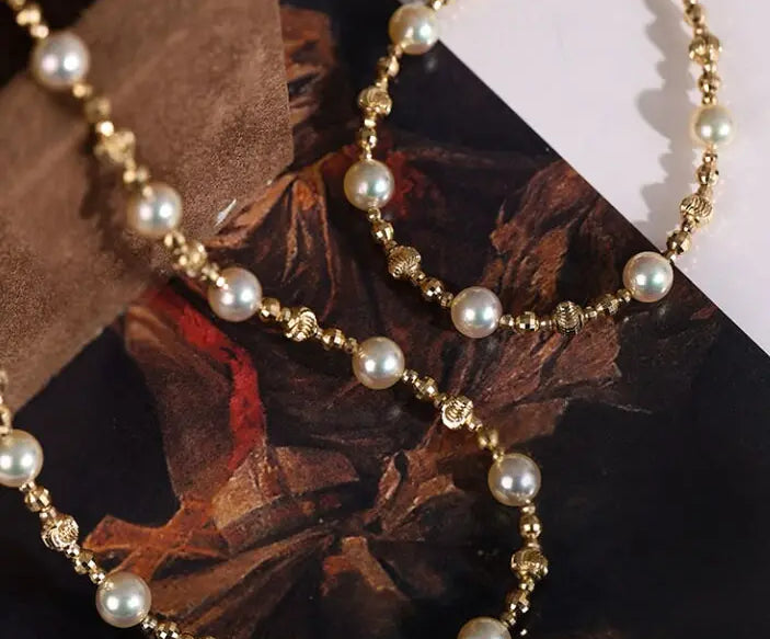 Akoya Champagne Color Pearl Strand Necklace Bracelet - 18K Gold Etsy