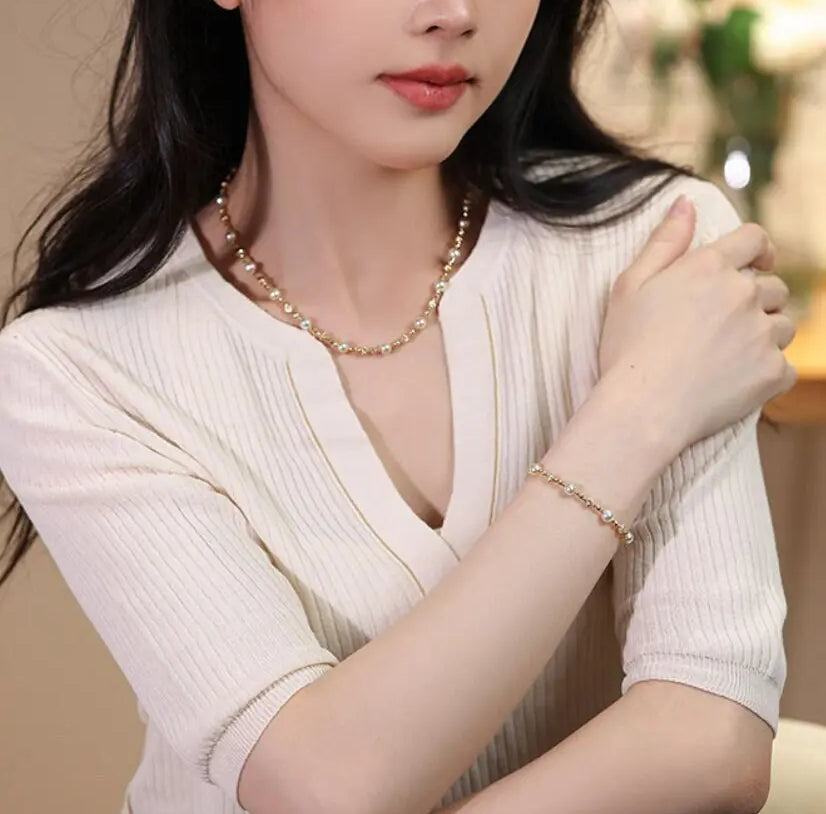Akoya Champagne Color Pearl Strand Necklace Bracelet - 18K Gold Etsy