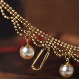 Pure 18K Gold Lace Necklace Set with Japan Akoya Pearl Etsy