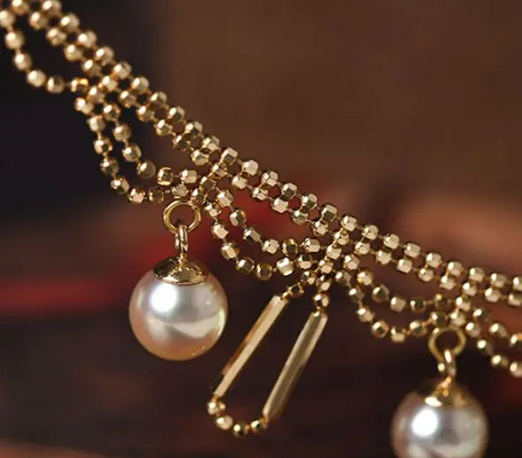 Pure 18K Gold Lace Necklace Set with Japan Akoya Pearl Etsy