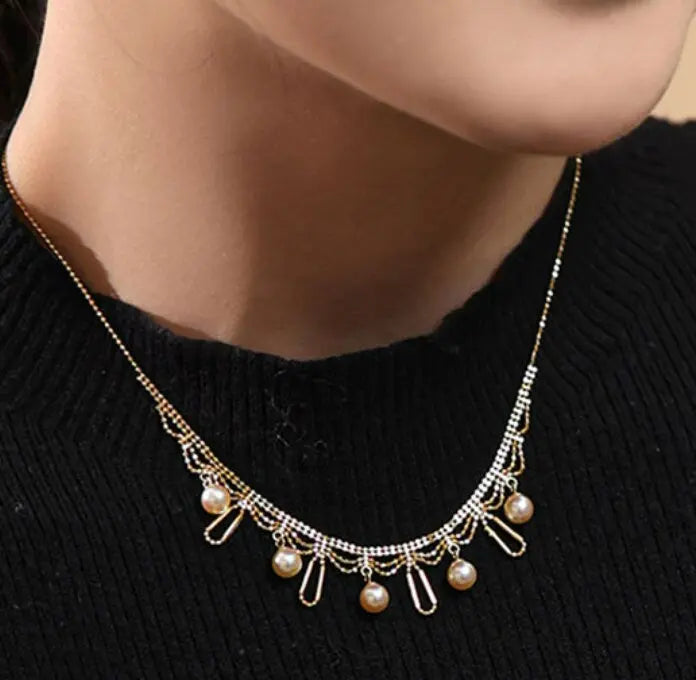 Pure 18K Gold Lace Necklace Set with Japan Akoya Pearl Etsy