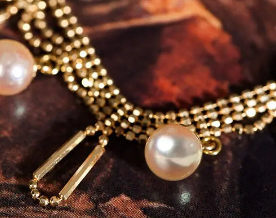 Pure 18K Gold Lace Necklace Set with Japan Akoya Pearl Etsy