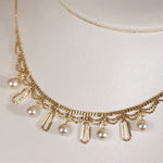 Pure 18K Gold Lace Necklace Set with Japan Akoya Pearl Etsy