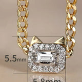 Cute Kitten Diamonds 18K Necklace, Love, Halo Design Animal Necklace Etsy