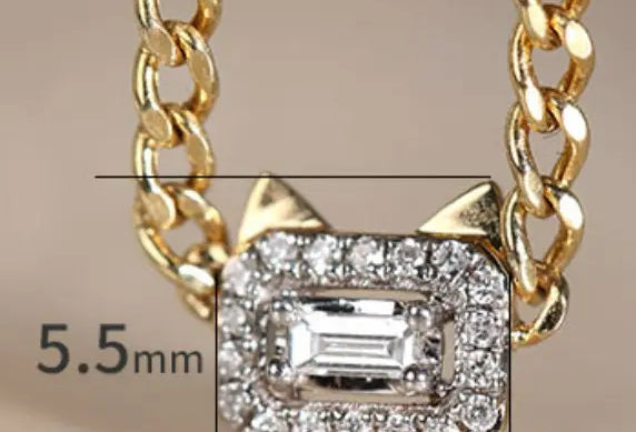 Cute Kitten Diamonds 18K Necklace, Love, Halo Design Animal Necklace Etsy
