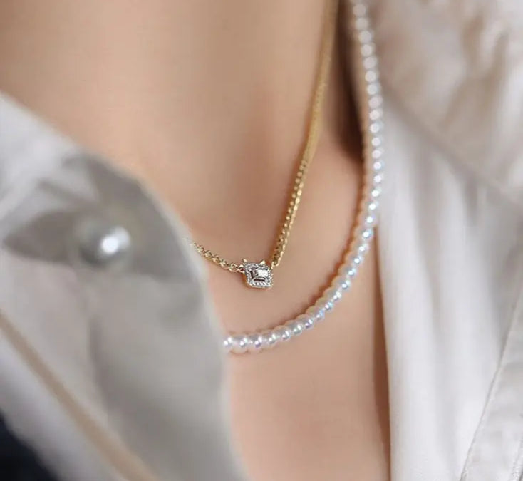 Cute Kitten Diamonds 18K Necklace, Love, Halo Design Animal Necklace Etsy