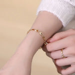 Wheat Shape 18k Solid Gold Bracelets, Both Side Wearing Design, Hollow Out Design Bracelets, Gold Disc Beaded Bracelets Etsy
