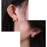 18K Gold Ball Earrings - Hand Carved Brush Finish Jewelry Etsy