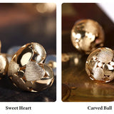 18K Gold Ball Earrings - Hand Carved Brush Finish Jewelry Etsy