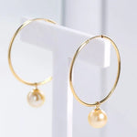 8mm Natural Akoya Golden Pearl Circle Earrings, 18K Solid Yellow Gold Akoya Pearl Handmade Earrings, Anniversary Gift Idea, Gift for Her Etsy